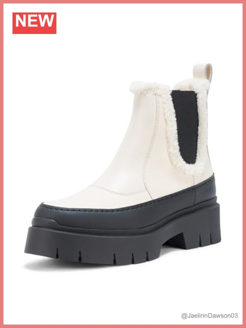 HUGO Chelsea Boots Women Ankle Fur Lined Pull On Leather Block Heel